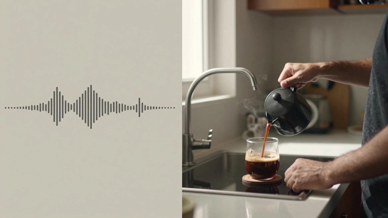 Side-by-side comparison: fake stock content vs. authentic candid coffee-making video in natural light.